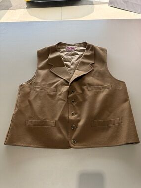 Vintage Old West Men's Brown Dress Vest - Classic Five-Button Waistcoat 42